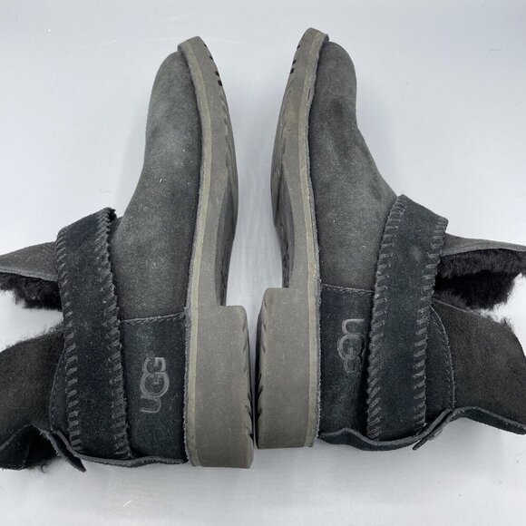UGG Black Suede Bootie Shearling Women’s 6 Winter Boot - Picture 8 of 9